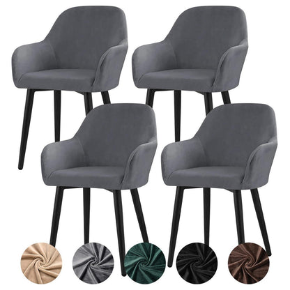 Stretch Samt Stuhlhussen Set - Grau, 4er Pack, Large