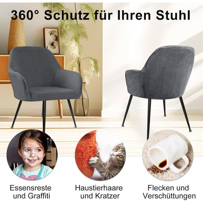 Stretch Samt Stuhlhussen Set - Grau, 4er Pack, Large