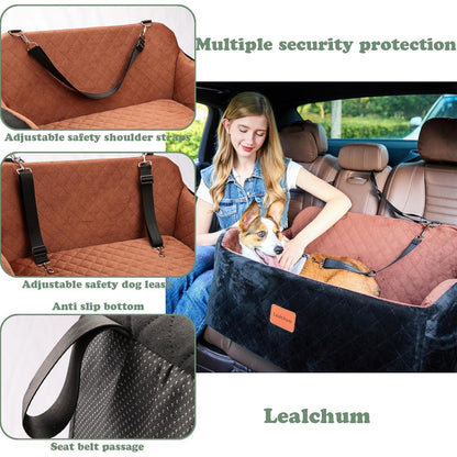 Hundeautositz Large Beige – Bequemes Hundebett mit Leinen