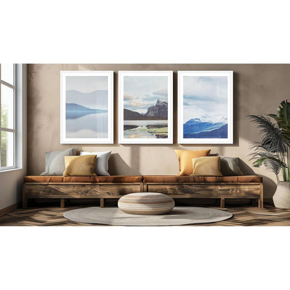 Bilderrahmen 50x70 cm Weiß Holz 3er Set Wand & Tisch