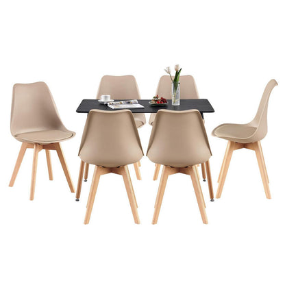 Esszimmergruppe mit Esstisch (110cm) & 6 Stühlen Schwarz/Khaki
