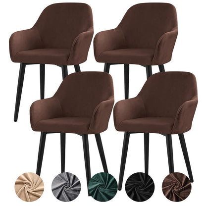 Stretch Samt Stuhlhussen Set - Braun, 4er Pack