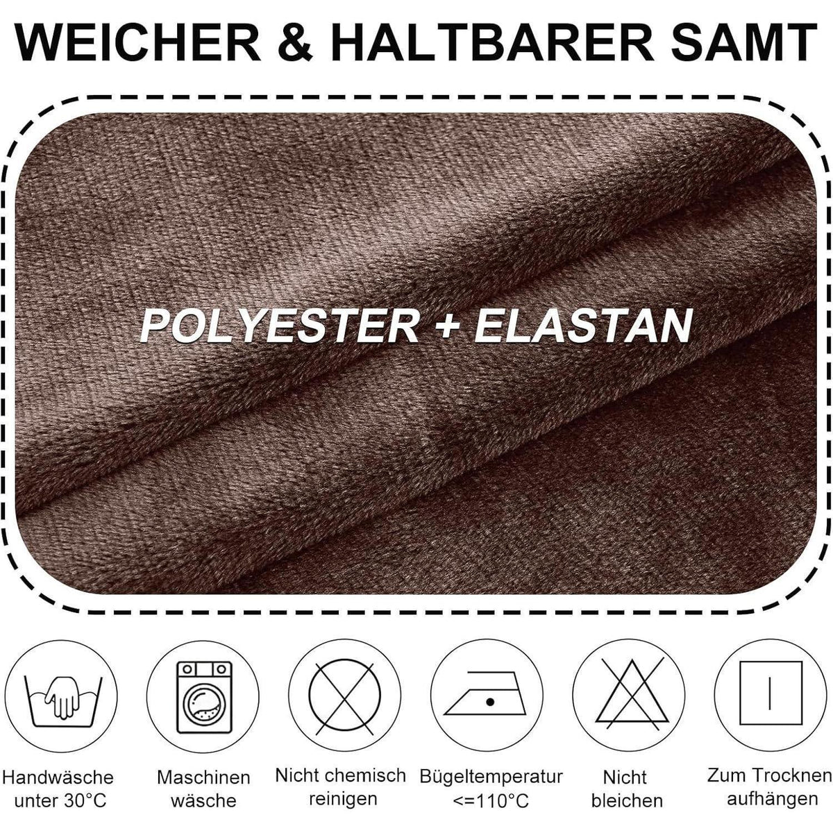 Stretch Samt Stuhlhussen Set - Braun, 4er Pack