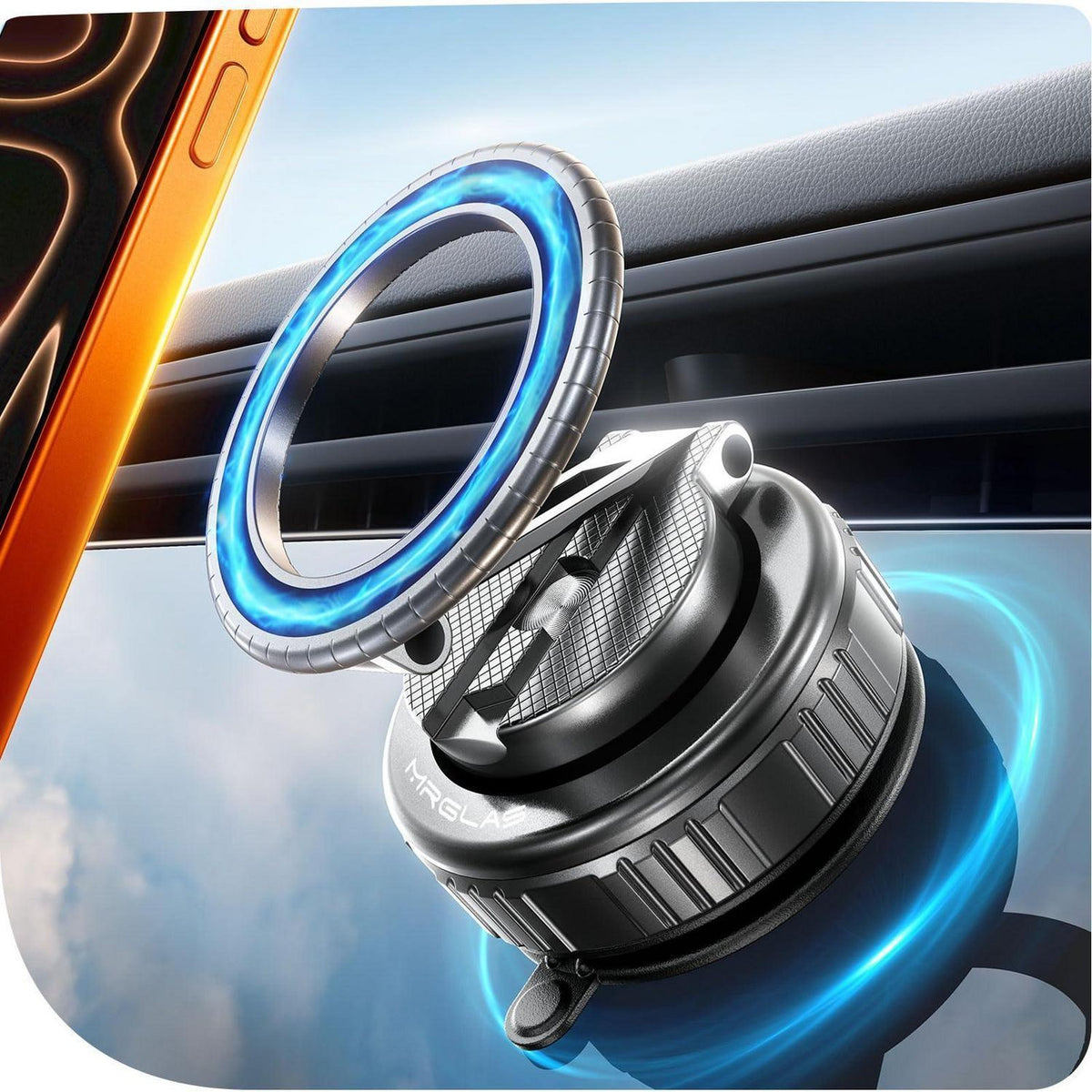 360° Auto Handyhalterung Magnetisch, Vakuum & Teleskoparm