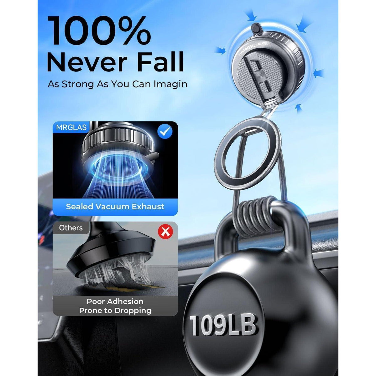 360° Auto Handyhalterung Magnetisch, Vakuum & Teleskoparm