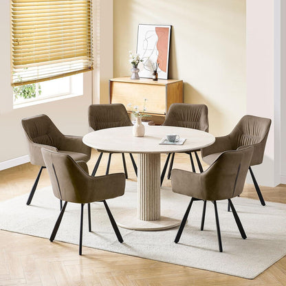 Drehbarer Esszimmerstuhl Set Braun – Samt, 360° & Komfort