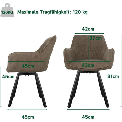 Drehbarer Esszimmerstuhl Set Braun – Samt, 360° & Komfort