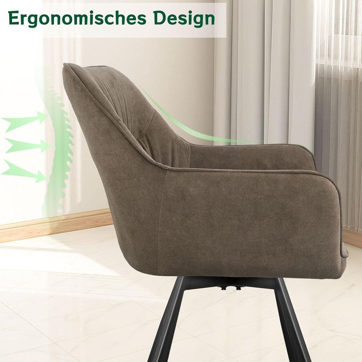 Drehbarer Esszimmerstuhl Set Braun – Samt, 360° & Komfort