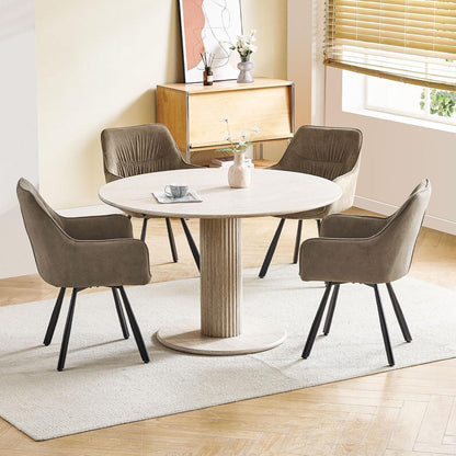Drehbarer Esszimmerstuhl Set Braun – Samt, 360° & Komfort