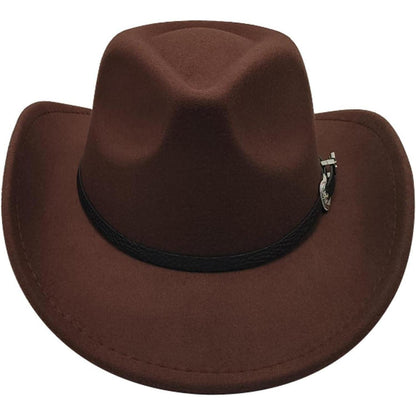 Cowboyhut mit Band und breiter Krempe in Lederoptik