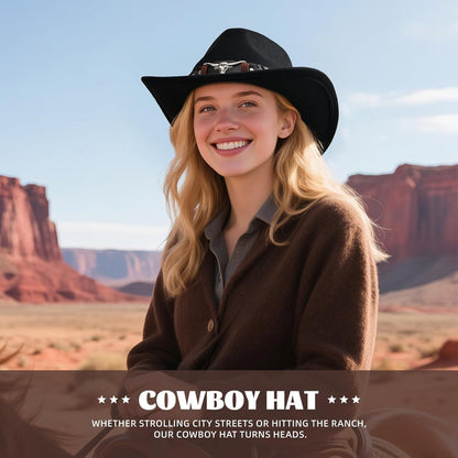 Cowboyhut mit Band und Metallakzenten in Lederoptik