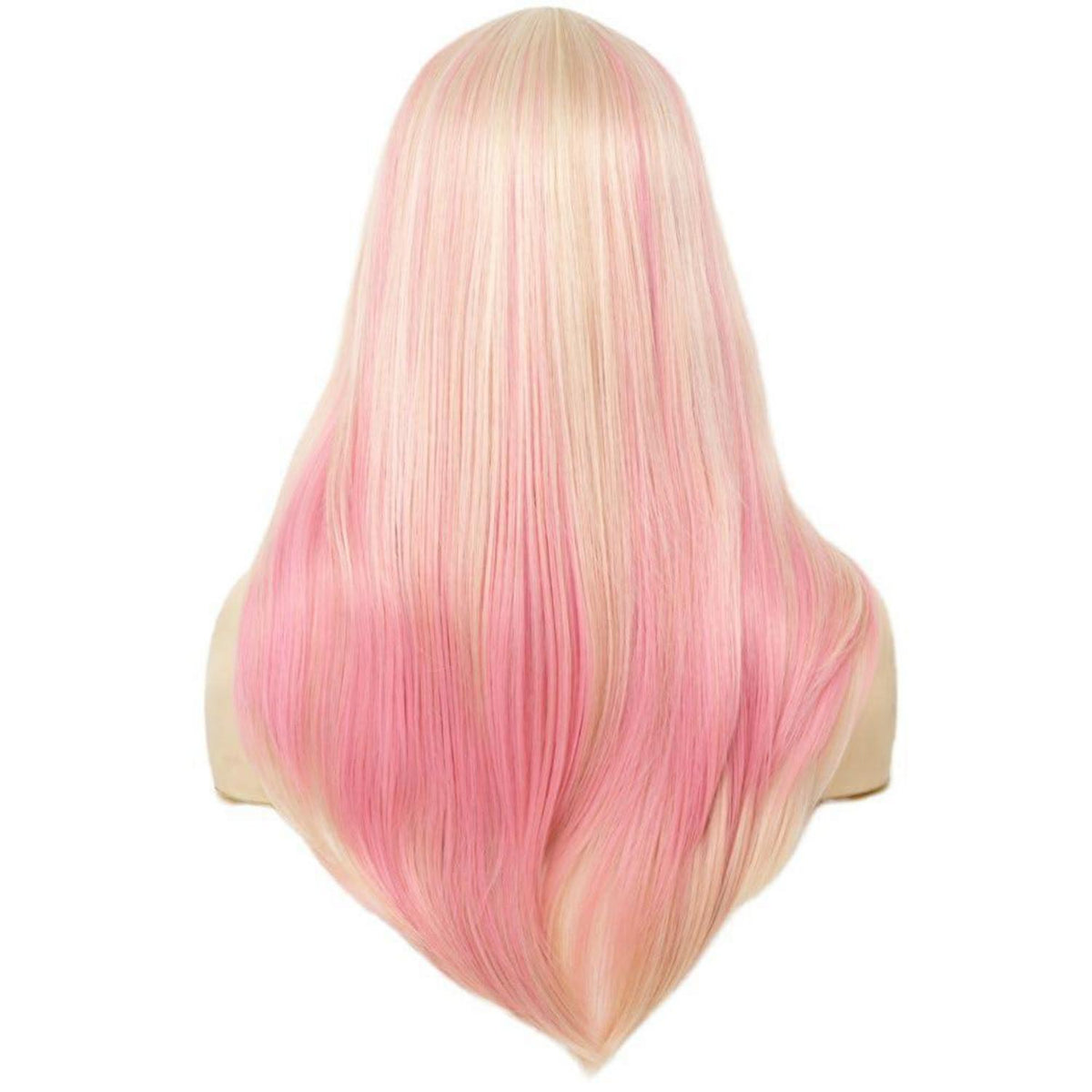 Rosa Blonde Lange Gerade Perücke mit Pony – Synthetisch & Cosplay