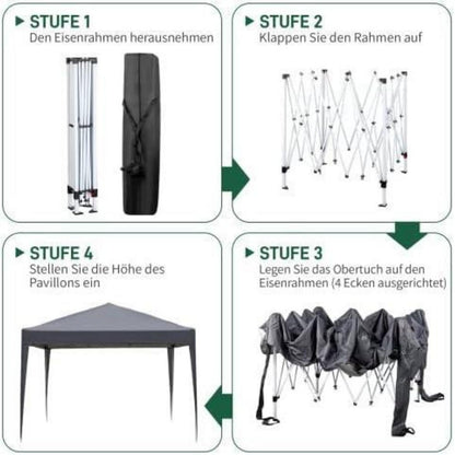 3x3m Gazebo mit 4 Wänden – Wasserdicht & UV-Schutz für Garten & Events