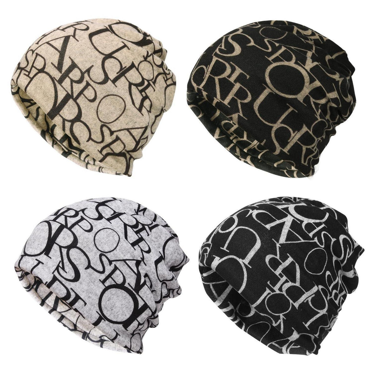 Slouchy Beanie Mütze Damen & Herren - Dünne Sommer Mütze 4er Set