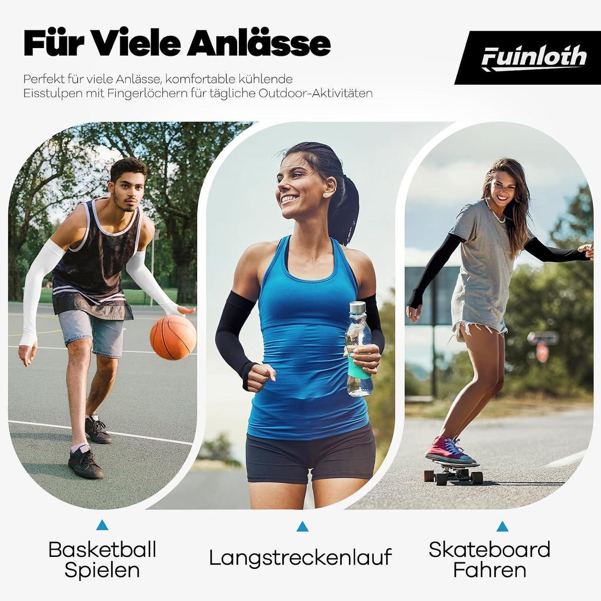 Armlinge mit Daumenloch – Sonnenschutz UPF 50+ Schwarz