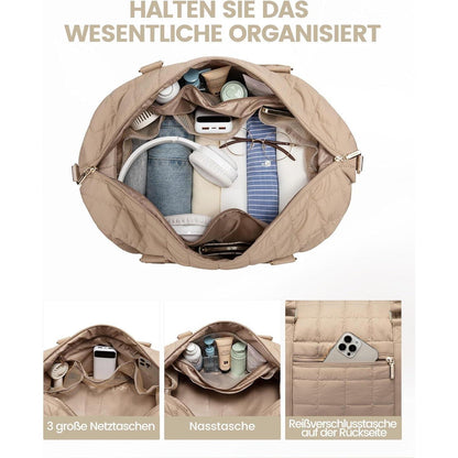 Reisetasche Damen Groß mit Schuhfach & Nassfach, Khaki