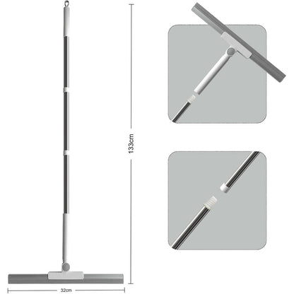 Duschabzieher mit langem Griff, 32cm Gummilippe, Weiß