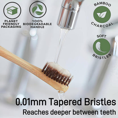 Bambus Zahnbürsten 4er Pack, biologisch abbaubar, vegan