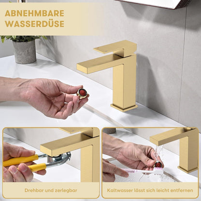 Badarmatur Gold – Waschtischarmatur mit Keramikventil