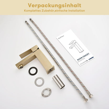 Badarmatur Gold – Waschtischarmatur mit Keramikventil