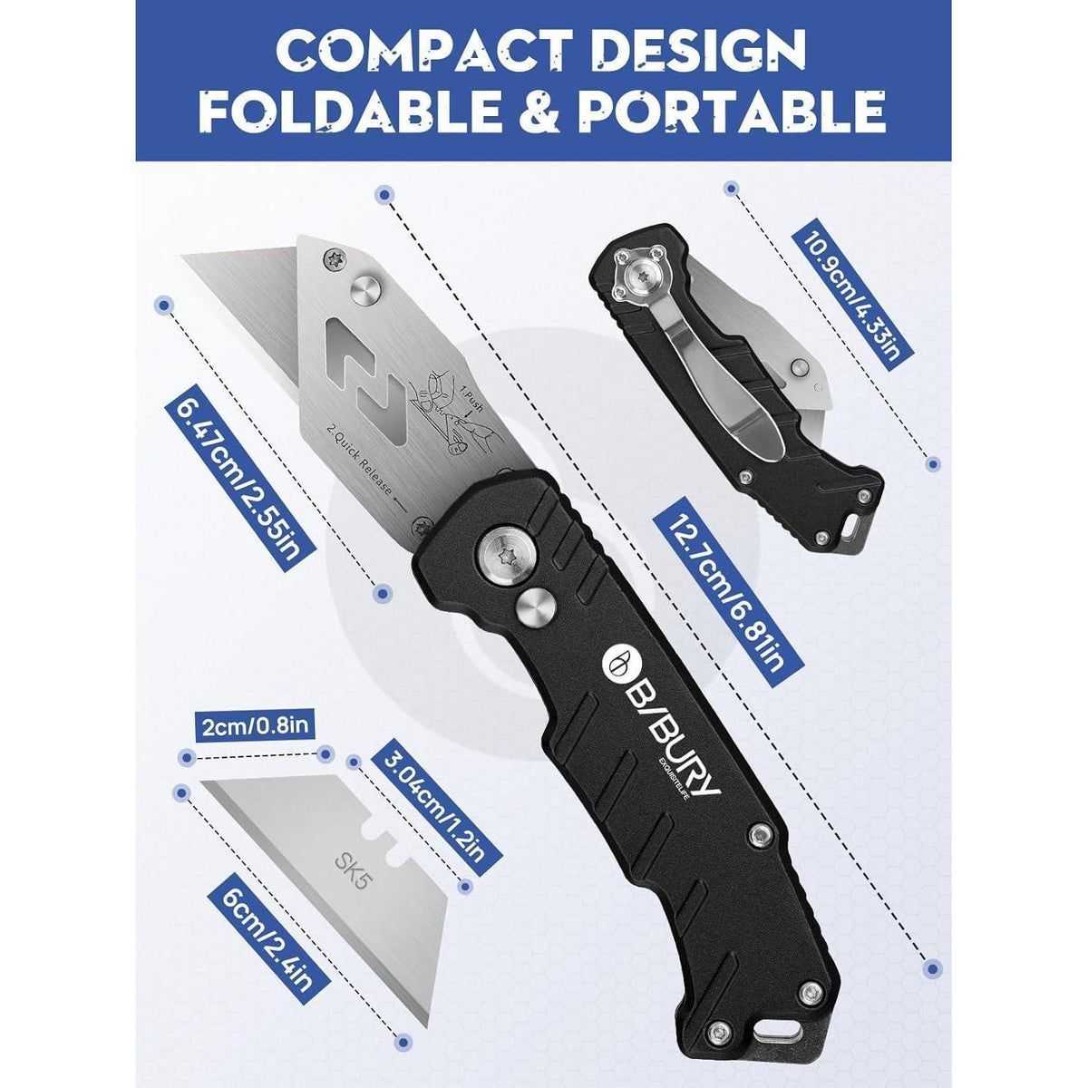 Universal Klappmesser mit 10 SK5 Edelstahlklingen