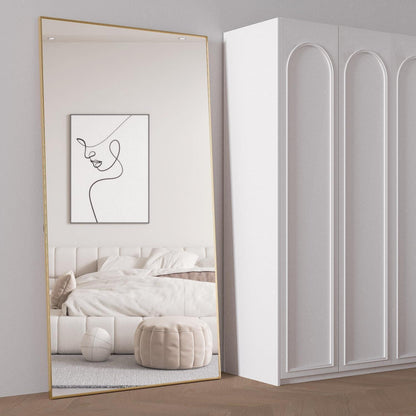 Ganzkörperspiegel 198x96cm mit Ständer – Großer Standspiegel Gold