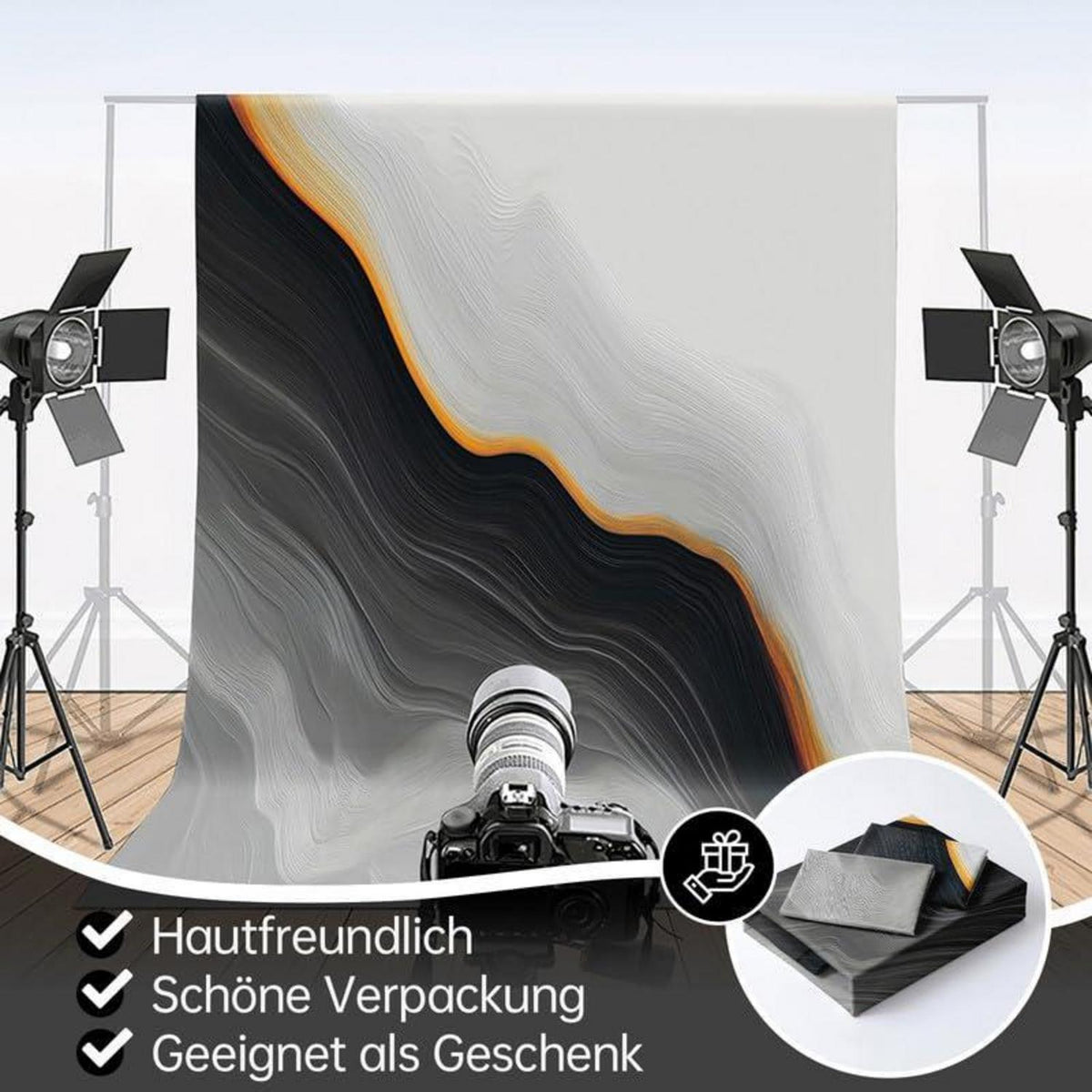 Marmor Bettwäsche Set Grau Gold 135x200cm - 3D Effekt & Luxus