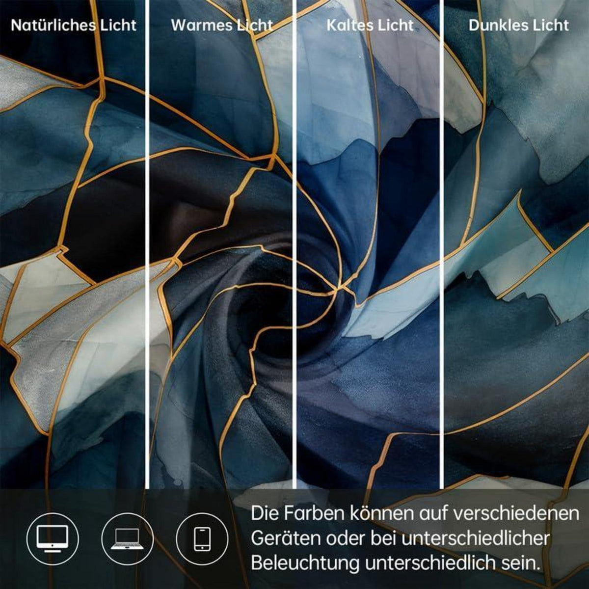 Marmor Bettwäsche Set Dunkelblau Gold 135x200cm 3D Effekt