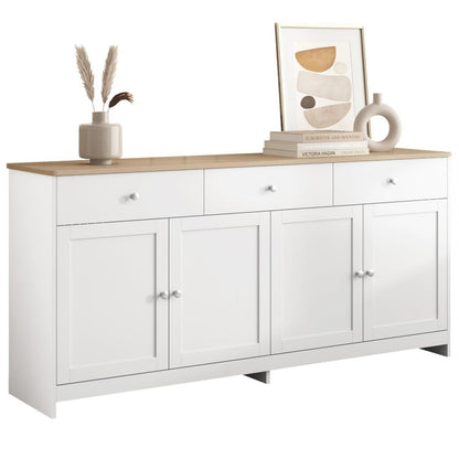 Weißes Sideboard mit 3 Schubladen & 4 Türen – 160cm