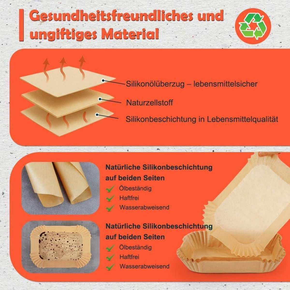 Backpapier für Heißluftfritteuse – 220 Stück, Dual Zone