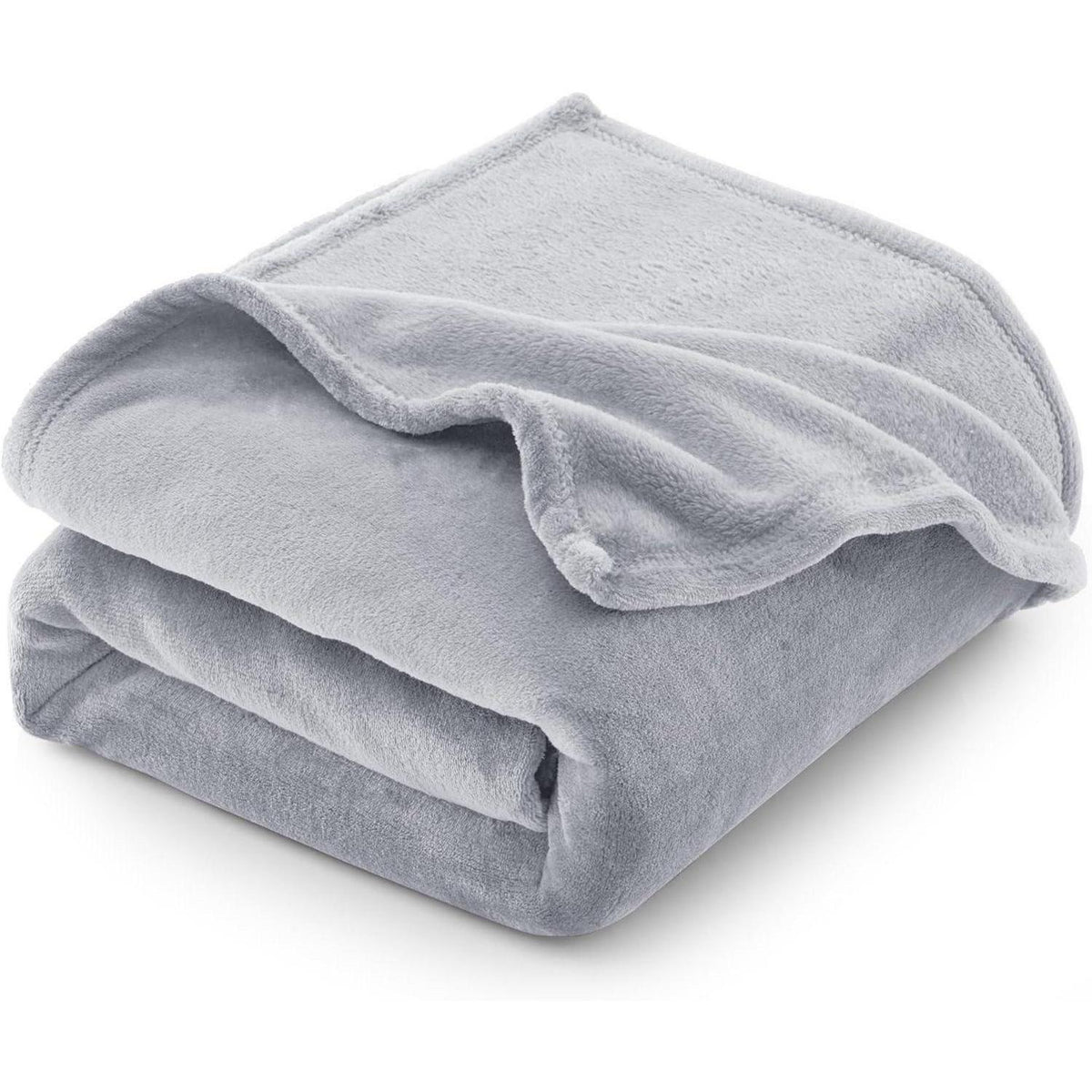 Kuscheldecke Flanell 220x240 cm Hellgrau für 4 Jahreszeiten