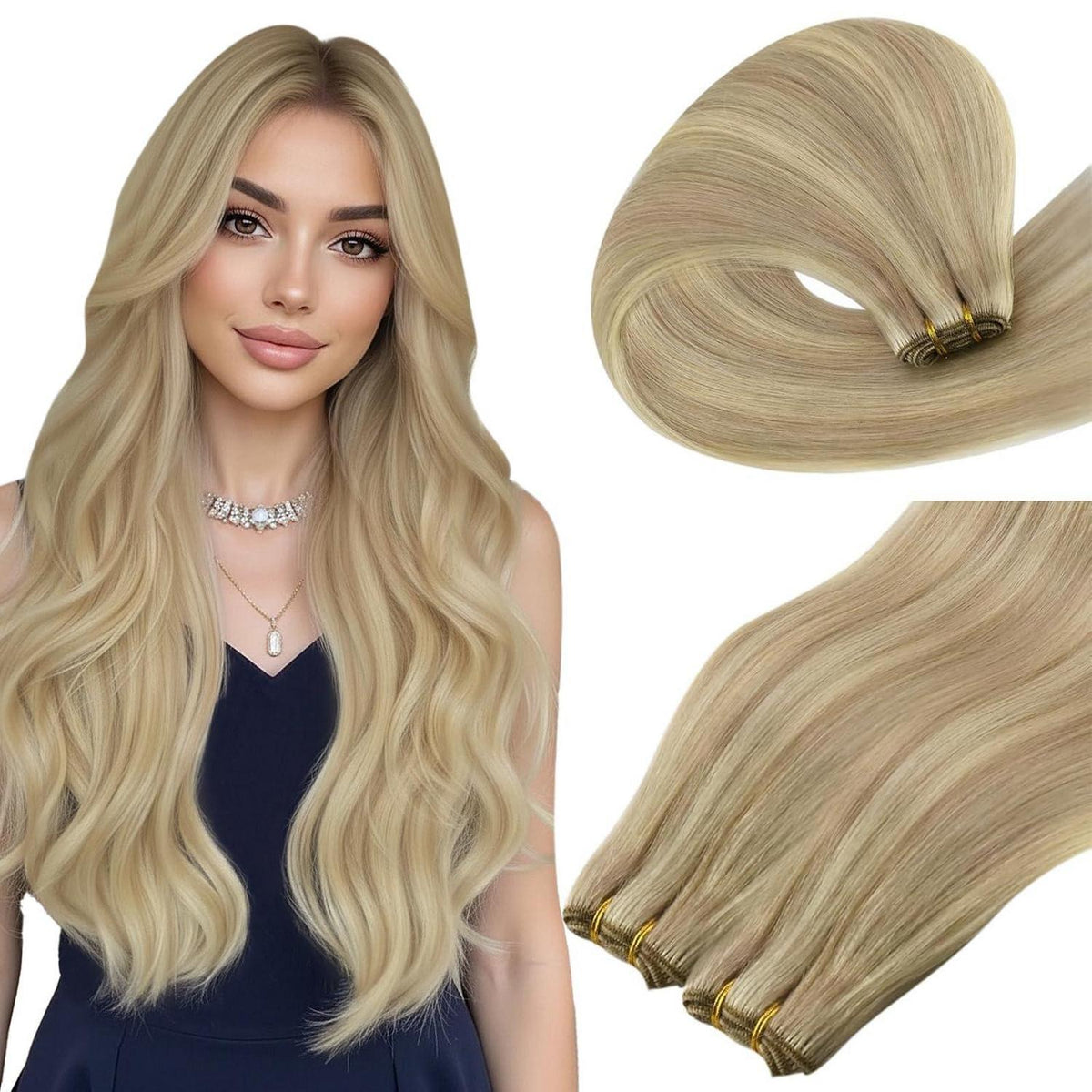 Blond Echthaar Tressen – Remy Menschenhaar 50cm