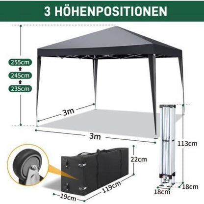 3x3m Pop-up Faltpavillon – Wasserdicht & UV-Schutz für Garten & Events