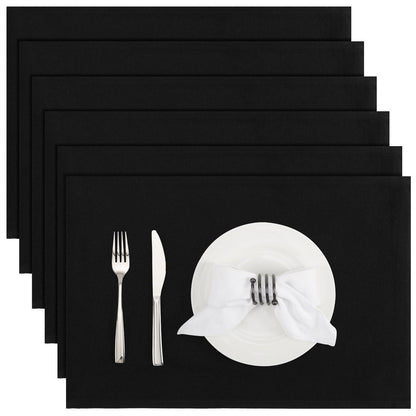 Abwaschbare Tischsets 6er Set Schwarz Rechteckig