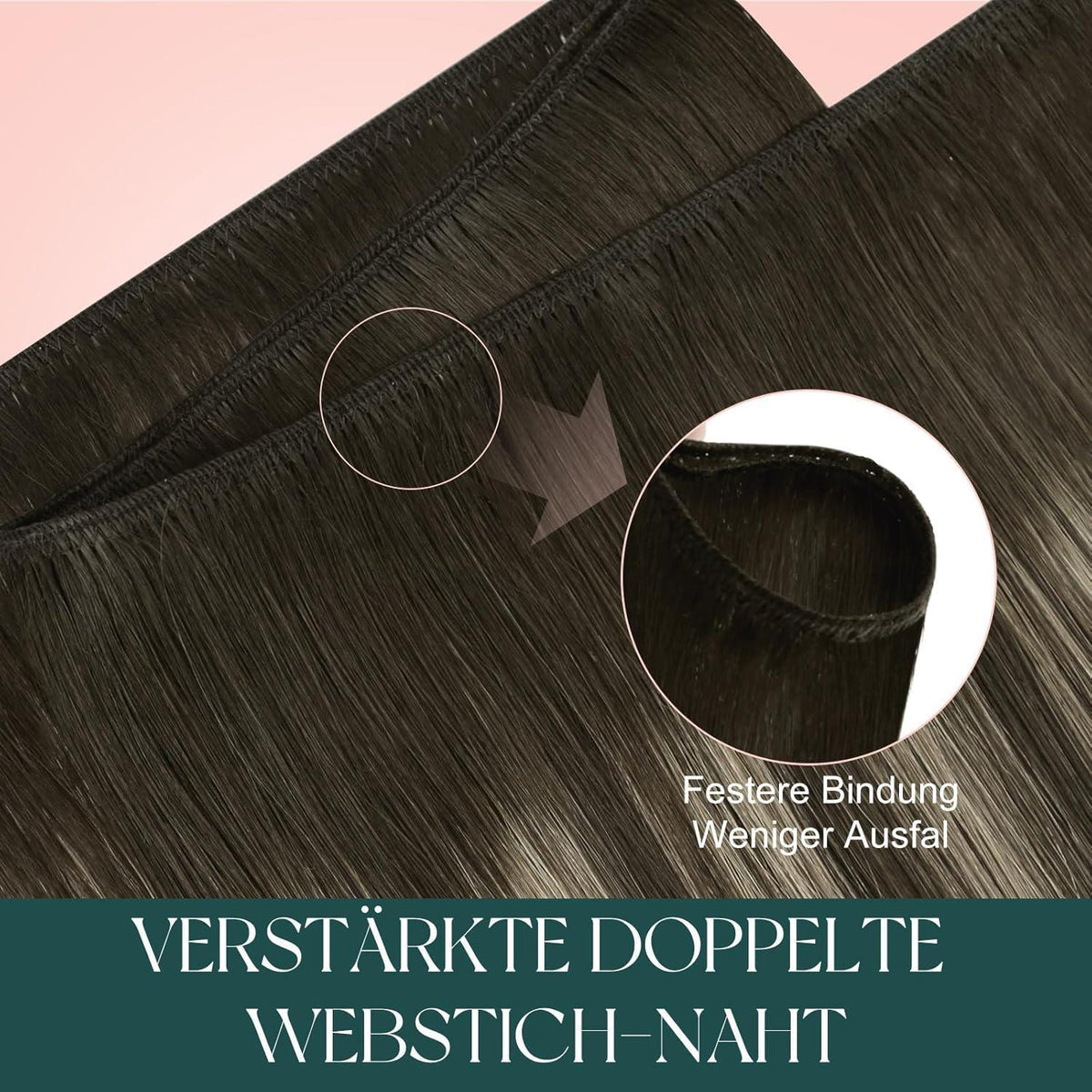 Echthaar Tressen Ombre Braun – Remy Haarverlängerung 45cm