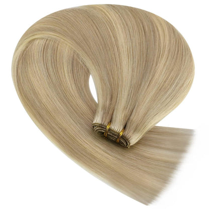 Echthaar Tressen 60cm Blond Highlight Remy