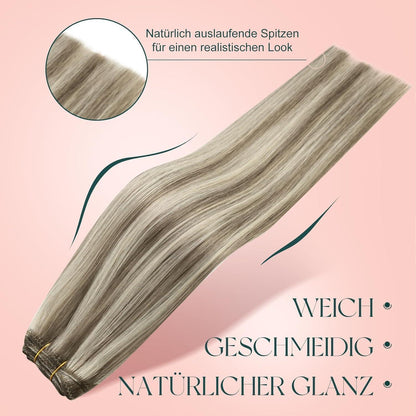 Echthaar Tressen Blond Highlights #P8/60 - 40cm