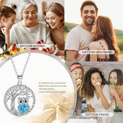 Lebensbaum Halskette 925 Sterling Silber mit Herz Zirkonia
