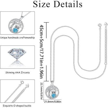 Lebensbaum Halskette 925 Sterling Silber mit Herz Zirkonia