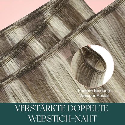 Echthaar Tressen Blond Weft Extensions #P8/60 35cm