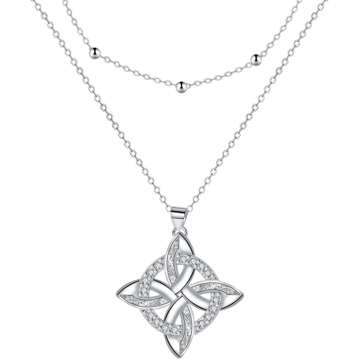 Damen Halskette 925 Silber Keltischer Knoten verstellbar