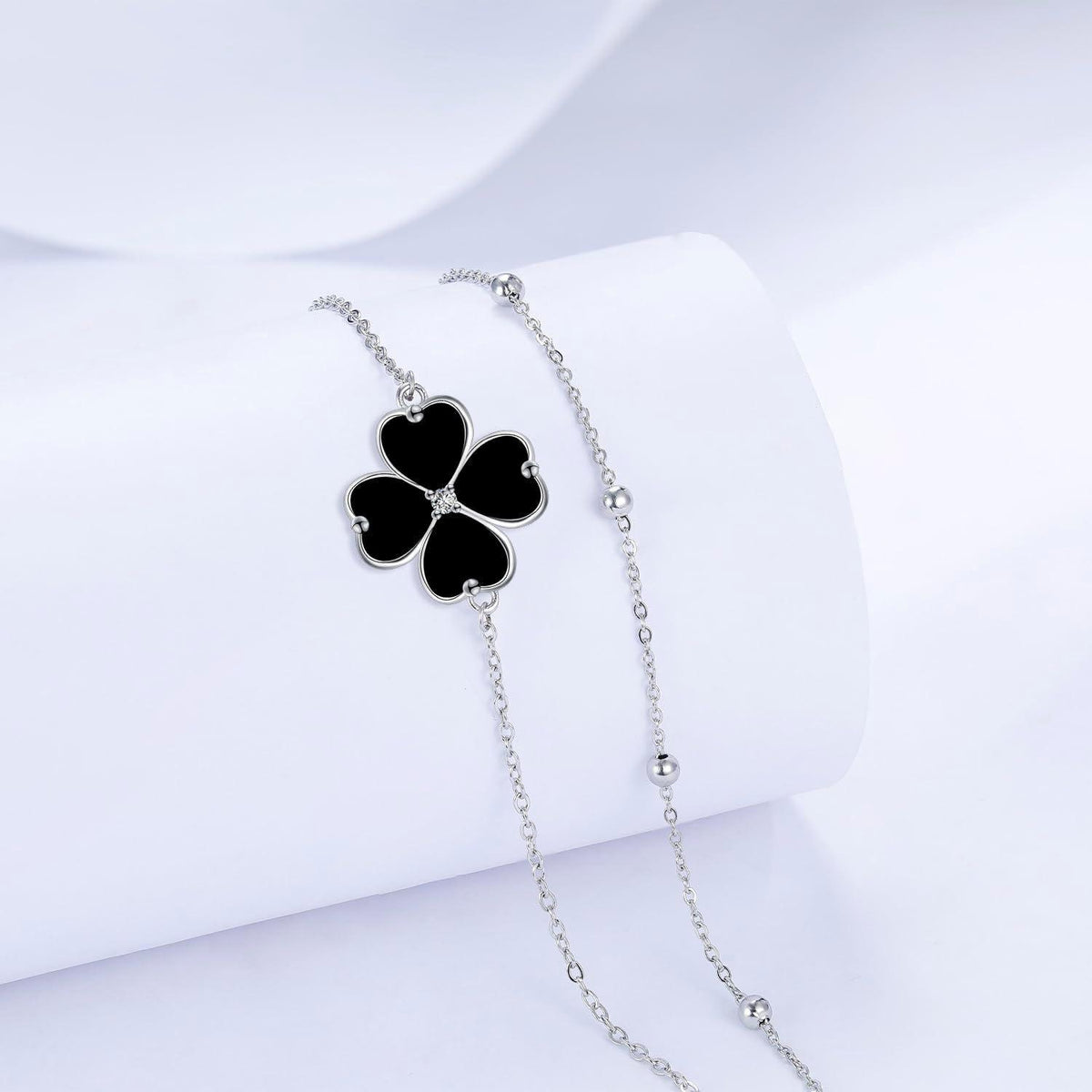 Fußkettchen Silber 925 Damen Verstellbar Kleeblatt Sommer Strand Geschenk