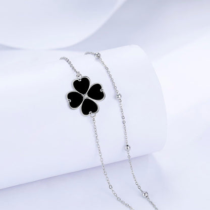 Fußkettchen Silber 925 Damen Verstellbar Kleeblatt Sommer Strand Geschenk