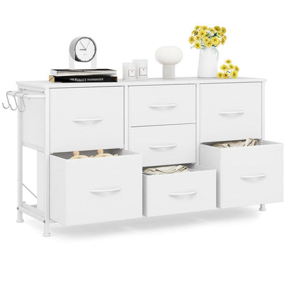 Flur Kommode mit 7 Schubladen - Industrial Design Weiß 100x30x55cm