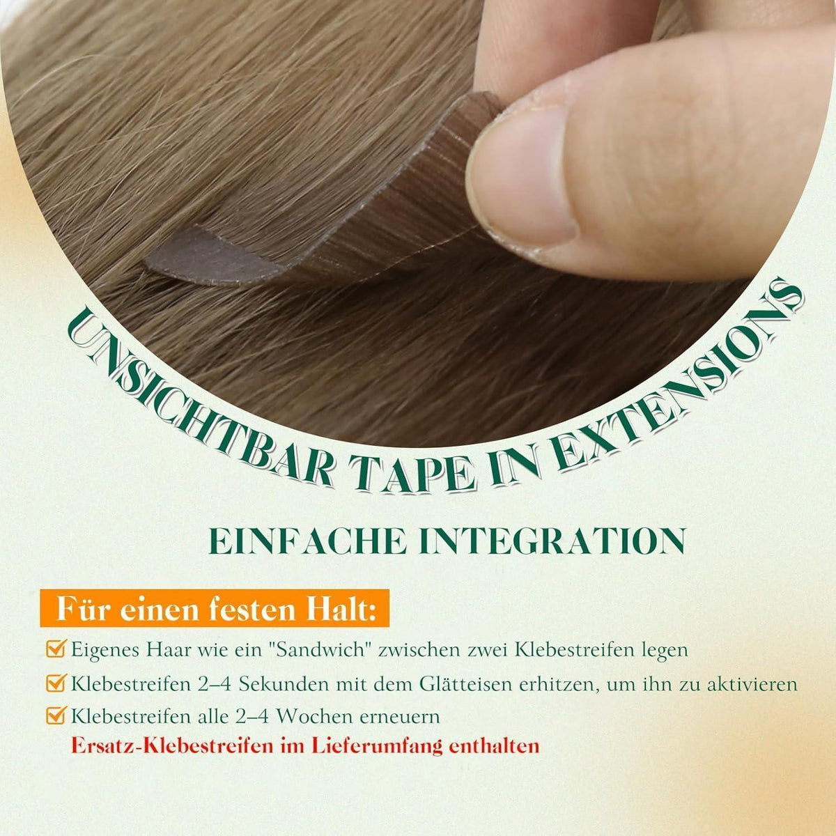 Echthaar Tape Extensions Braun Balayage Ombre 55cm