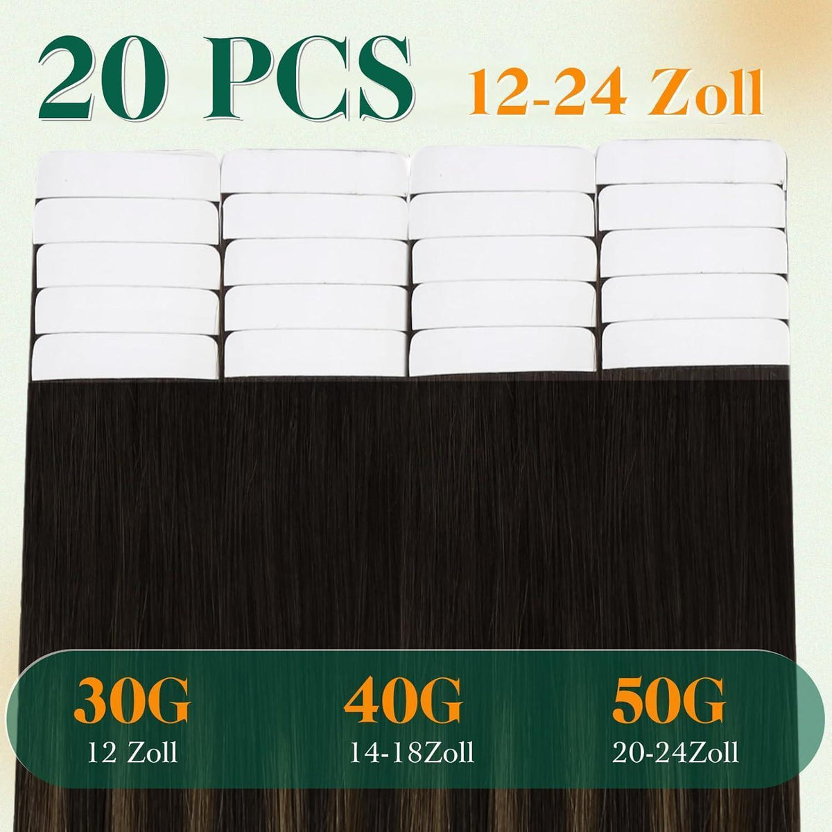 Echthaar Tape-in Extensions Ombre Braun Dunkelbraun