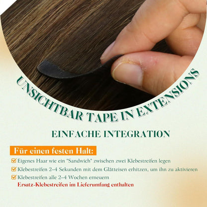Echthaar Tape-in Extensions Ombre Braun Dunkelbraun