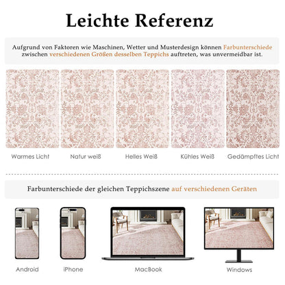 Vintage Rose Teppich 240x300cm Waschbar Wohnzimmer Teppich