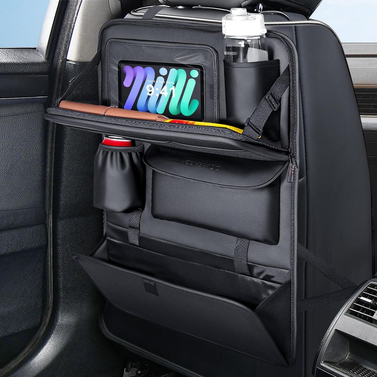 Auto Organizer Rücksitz Nappa Leder mit Tablet Halter & Tablett