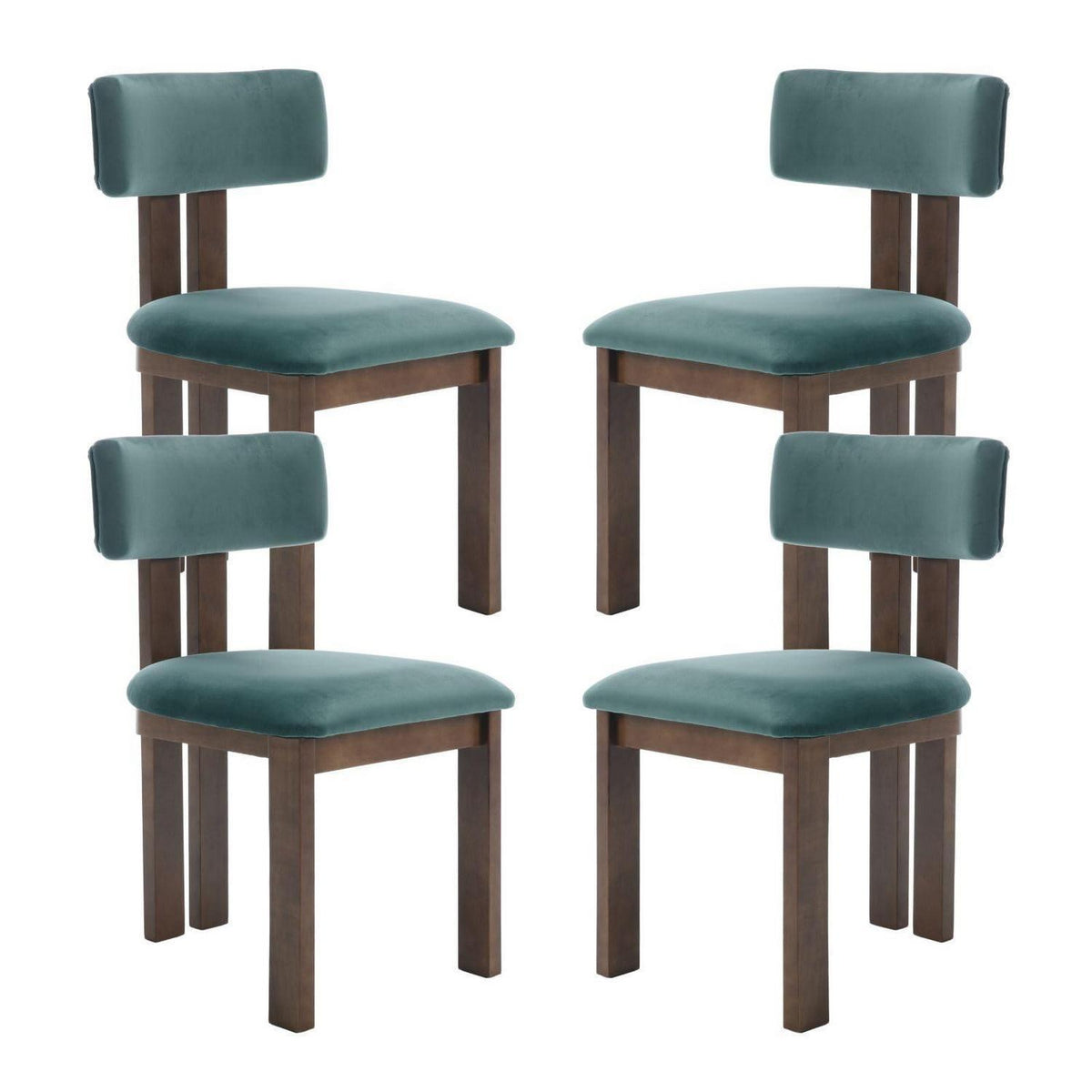 Retro Esszimmerstühle Set 4 – Samt, Grün